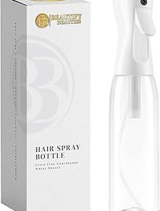BeautifyBeauties Spray Bottle For Hair – Continuous Mister Spray Bottle for Hairstyling, Cleaning, Plants, Pets, Barbers, Salons, Essential Oil Scents (Clear, 16.9oz/500ml) 11 H x 2.6 L