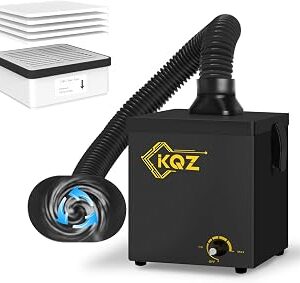 KQZ-B1 Solder Fume Extractor, 168m³/h Strong Suction Smoke Extractor, 5*Thick Pre-Filter+H13 HEPA Soldering Fume Extractor, 99.99% Purification Smoke Absorber for Welding Soldering 3D Printing Black