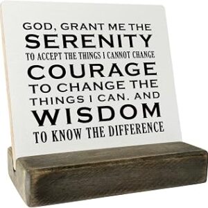 Christian Quote Wood Plaque Gift, Serenity Prayer Religious Gift Sign, God Grant Me The Serenity, Plaque with Wooden Stand, Wood Sign Plaque Gift, Bible Verse Gift Wood Sign, Christian Home Décor