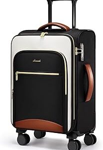 LOVEVOOK Carry On Luggage 22x14x9 Airline Approved, 20 Inch Softside Suitcases with Wheels, Lightweight Spinner Carry on Suitcase with TSA Lock, Water-Resistant Large Capacity Luggage for Travel