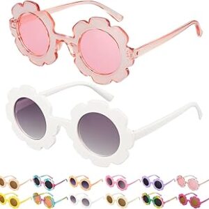Mdvora 2/4/8/12/24 Pack Round Flower Sunglasses Set, Outdoor Kids Sunglasses Kit