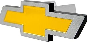 Plasticolor 002207R01 Chevy Bowtie Style Brushed Aluminum Hitch Plug, yellow