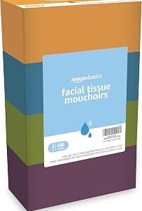 Amazon Basics Facial Tissue, 2-Ply, 160 Tissues per Box, 4 Boxes (640 total) (Previously Solimo)