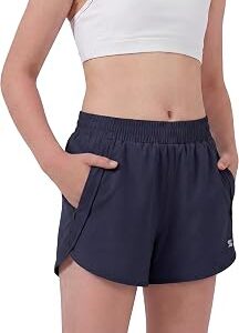 Stelle Girl's Athletic Shorts with Zipper Pockets Elastic Waist Running Short Basketball Volleyball Soccer Shorts for Teen