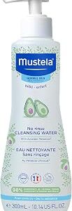 Mustela Baby Cleansing Water - No-Rinse Micellar Water - with Natural Avocado & Aloe Vera - for Baby's Face, Body & Diaper - 1 or 2-Pack - Various Sizes