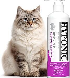 HYPONIC Hypoallergenic Premium Shampoo for All Cats (Unscented, 10.14 oz) - Fragrance Free Cat Shampoo for Dry Skin, Dandruff, Allergy