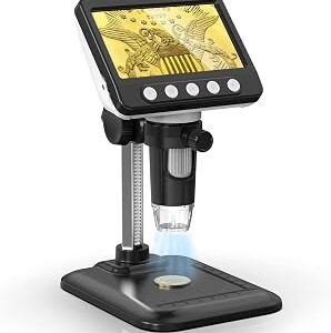 Coin Microscope, 4.3 LCD USB Digital Microscope 1000X Coin Magnifier with 8 Adjustable LED Lights, 1080P PC View Compatible with Windows/MacBook for Adults Kids