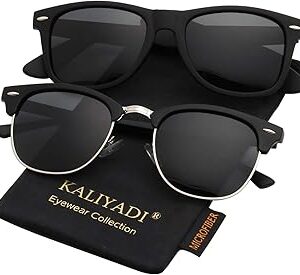 KALIYADI Polarized Sunglasses for Men and Women Semi-Rimless Frame Driving Sun glasses UV Blocking