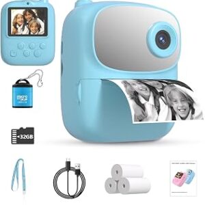 Kids Instant Print Camera 2025, 32GB Memory, Dual Lens with 2.4-Inch Screen and 1080p HD, Nice Gift for Boys and Girls Ages 4-13, Ideal for Toddlers and Teenagers