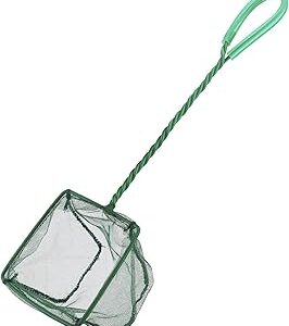 Pawfly Aquarium Fish Net with Braided Metal Handle Square Net with Soft Fine Mesh Sludge Food Residue Wastes Skimming Cleaning Net for Fish Tanks Small Koi Ponds and Pools