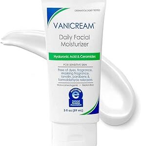 Vanicream Daily Facial Moisturizer With Ceramides and Hyaluronic Acid - Formulated Without Common Irritants for Those with Sensitive Skin, 3 fl oz (Pack of 1)