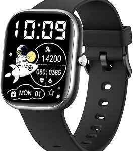 Smart Watch for Kids Fitness Tracker No Phone/APP Needed,19 Sport Mode,1.5 DIY Dial,IP68 Waterproof,Sleep Monitor,Pedometers,Heart Rate,Great Birthday Gift for Boys Girls Teens 6-14 year Olds (Black)