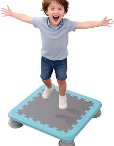 Mini Trampoline for Kids, Indoor Rebounder Non-Slip Base, Sensory Trampoline for Autism Kids, Bounce Board for Sensory Integration Training, Outdoor Recreation, Max Load 220 lbs