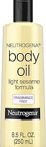 Neutrogena Body Oil, Light Sesame Formula, Fragrance Free, Lightweight Moisturizing Body Oil for Silky, Soft Skin, Non-Greasy Hydration, 8.5 fl oz Bottle, 1 Count