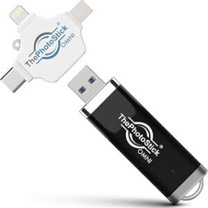 ThePhotoStick® Omni 128GB USB Flash Drive & Memory Stick – Automatic Photo & Video Backup for iPhone, Android, Mac & PC – Multiport Connection to Easily Store & Transfer Files
