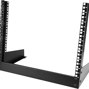 StarTech.com 2-Post 8U Desktop Server Rack, Small Open Frame 19in Computer Rack, Compact Network Rack for AV / Studio / Data / IT Equipment, Free Standing Two-Post Home/Office Rack , TAA (RK8OD)