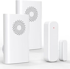 Wireless Door Chime for Business Entering, Door Open Alarm for Kid/Toddler Home Safety (500ft Range 51 Ringer) Door Dinger Buzzer Alert, 2 Receivers +1 Sensor