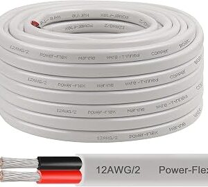 12 Gauge Marine Wire, 50FT 12 AWG Tinned Copper Oxygen-Free Boat Cable Duplex, Waterproof & Corrosion Resistant for Automotive, RV, Solar, LED, Outdoor Use