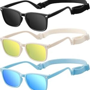 Baby Infant Toddler Sunglasses with Strap, 3 Pack Infant Sunglasses for Boys & Girls 0-24 Months, UV Protection