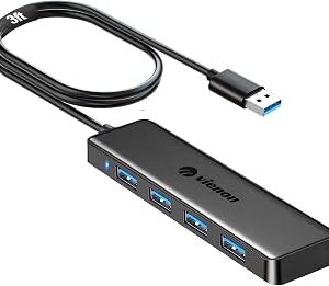 USB Hub, VIENON 4-Port USB 3.0 Hub USB Splitter USB Expander for Laptop, Xbox, PS4/5, Flash Drive, HDD, Console, Printer, Camera,Keyborad, Mouse-3.3ft