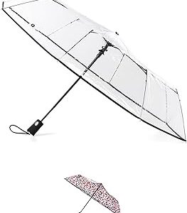 Totes Compact Auto Open Folding Umbrella with Enhanced Visibility