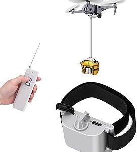 Universal Drone Airdrop System Compatible with DJI Mavic Mini 4 Pro, Mini 3, Mini 2, Air 2, Air 2S, Mavic 3 Pro, Mavic 2 - Payload Clip, Release Device, Airdropper with Fish Bait Ring Thrower Accessories (Drones Not Included)