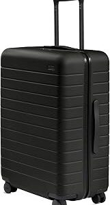 Away Medium Checked Luggage, Lightweight Hard Shell Suitcase with Spinner Wheels, Durable Rolling Luggage, TSA Lock, 26 Inch, Jet Black