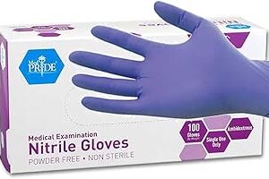 MedPride Powder-Free Nitrile Exam Gloves, Iris Blue, Medium, Box/100