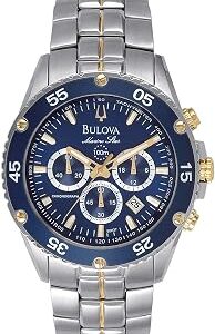 Bulova Men's Marine Star Two-Tone Stainless Steel Chronograph Quartz Watch, Blue Dial Style: 98H37