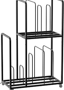 ikare Art Canvas Storage Rack,2 Tier Art Storage,Metal Canvas Rack Art Storage with Handle & Caster Wheels,Painting Rack for Art Studio,Gallery,Classrooms