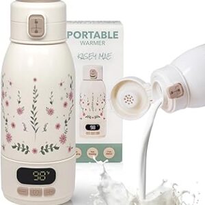 Portable Bottle Warmer for Travel, Fast-Heating Water and Milk Warmer for Baby, USB Rechargeable with Long-Lasting Battery for Car, Airplane, Outdoor, and Overnight Use, 17oz Capacity