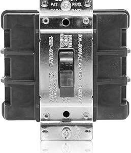 Leviton 60 Amp, 600 Volt, 2-Pole, Single Phase Single Throw, AC Manual Motor Controller, Standard Toggle, Industrial Grade, Non-Grounding, Back Wired, MS602-BW, Black