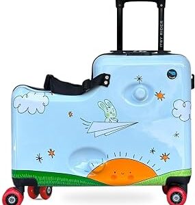 Cegali Itsy Rider 20 Ride-on Suitcase for Kids with Double Spinner Red Wheels (Blue Flyer)