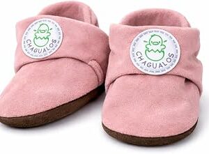 Baby Leather Booties Soft Sole – Pink | Newborn Shoes & Infant Booties 12-18 Months, Handmade Suede Slippers for Boys & Girls
