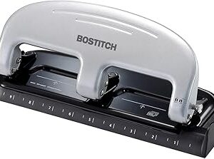 Bostitch Office EZ Squeeze 3-Hole Punch, 20 Sheet Capacity, Reduced Effort, No Jam Technology, Silver