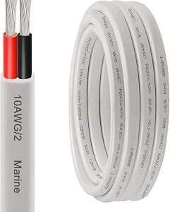 XRDS -RF 10 AWG Marine Wire 10FT, 2-Conductor (Red & Black) Duplex Marine Grade Boat Cable, High-Purity Tinned Copper Stranded Electrical Wire for Boats, Marine & Automotive - Flexible PVC Jacket