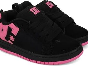 DC -girls Court Graffik Skate Shoe, Black/Pink, 6.5 Big Kid US