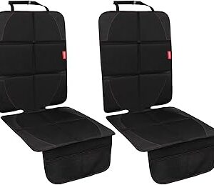 MORROLS Car Seat Protector, 2 Pack Carseat Protector with Thick Padding, Baby/Pets for Child Car Seat-Mesh Pockets-Waterproof-Universal Size(Black)