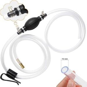 H-veenjor Gasoline Siphon Hose Pump, Hand Fuel Transfer Pump, High Flow Gas Siphon Pump for water Gasoline Oil Petrol Diesel, Manual Fuel Pump with 2 Premium PVC Hoses