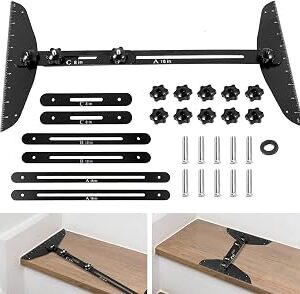 BEAMNOVA Stair Treads Gauge Template Tool,11-60 inch Length Black Adjustable Measuring with Scale Stair Tool for Stairs, Risers, Shelf and Cutting Drywall, Many Types of Layout Projects