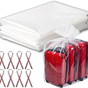 8 Pcs 45x65 inches Extra Large Clear Plastic Bags Perfect for Car Seat, Luggage, Suitcase, Stroller, Chair, Kids Bike and Furniture Storage (2 Mil Flat Bags, Include 8 Ties)