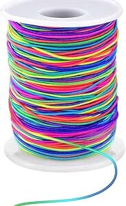 LUSTEMBER 1mm Stretchy Bracelet String, Sturdy Rainbow Elastic String Elastic Cord for Jewelry Making, Necklaces, Beading and Crafts