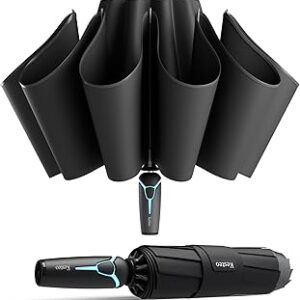 Windproof Travel Umbrella for Rain, Withstand 85MPH Winds, 54 Inch Automatic Reverse Fold Umbrellas Easy Auto Open Close, Portable Compact Umbrella Includes Cover Bag, Perfect for Travel, Car, Commute, Women Men, Backpack