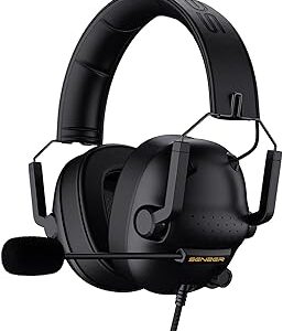 SENZER SG500 Surround Sound Pro Gaming Headset with Noise Cancelling Microphone - Soft Memory Foam Padding - Portable Foldable Headphones for PC, PS4, PS5, Xbox One, Switch - Black