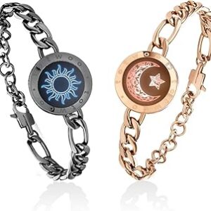 TOTWOO Long Distance Touch Bracelets for Couples, Light up & Vibration for Love - Women's Fashion Smart Jewelry, Romantic Gift for Girlfriend, One-to-One Bluetooth Pairing via App
