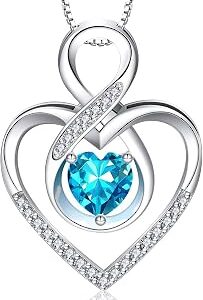 RIVIKO Infinity Heart Symbol Necklace for Women 925 Sterling Silver Love Heart Pendant Valentine's Day Anniversary Birthday Christmas Jewelry Gifts for Women Mom Wife Sister Her Friends
