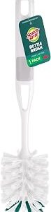 Scotch-Brite Glass and Water Bottle Brush, Long-Lasting, Safe on Glassware, Shaker Bottles, Food Processors, & More, Non-slip handle, Durable, Reusable, Clean in Top Rack of Your Dishwasher