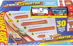 Hot Wheels Track Creator 2-Car Deluxe Pack with 2 1:64 Scale Die-Cast Toy Vehicles, 25 Feet of Different Length Speed Snap Track & Connectors (Amazon Exclusive)