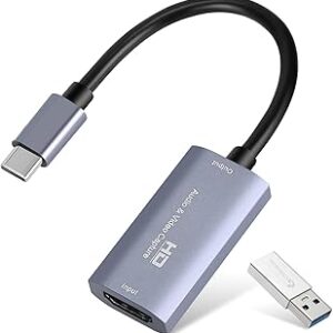 Guermok Video Capture Card, 4K USB3.0 HDMI to USB C Capture Card for Streaming, 1080P 60FPS, Compatible with iPad Mac OS Windows, Quest 3, OBS, PS5/4, Switch2/1, Xbox, Camera (Silver)
