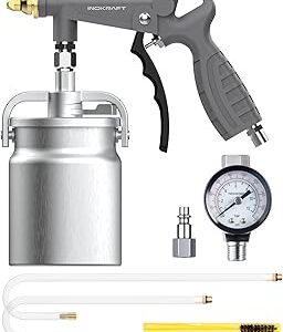 InoKraft Undercoating Spray Gun with Suction Feed Cup, 360° & Straight Spray Hoses, for Truck Bed Liner Coating, Rubberized Undercoat, Rust Proofing